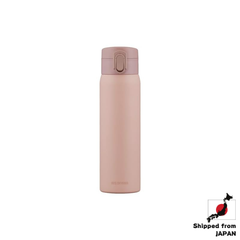 Iris Ohyama Vacuum Insulated Water Bottle 500ml - Keeps drinks hot or cold for 6 hours - Easy one-ha