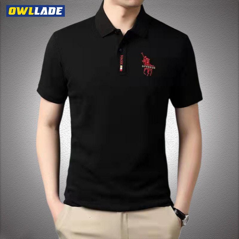 เสื้อยืดโปโลผู้ชาย คอกลม ระบายอากาศได้ดี สีดำ ขนาด 2T