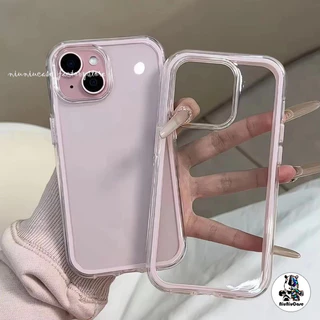 Macaron ลูกอมสีกันกระแทกกันชนนุ่ม For iPhone 16 15 14 13 12 11 Pro Max 16Plus Case หรูหราอะคริลิคใสกันกระแทกกันชนปกหลัง
