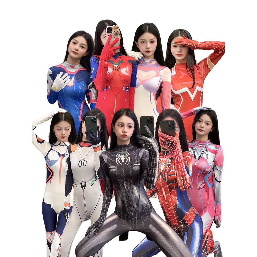 Black Widow Asuka Langley Soryu DVA Kiana Kaslana Ayanami Rei Zero Two Tight Jumpsuit ชุดคอสเพลย์เซ็