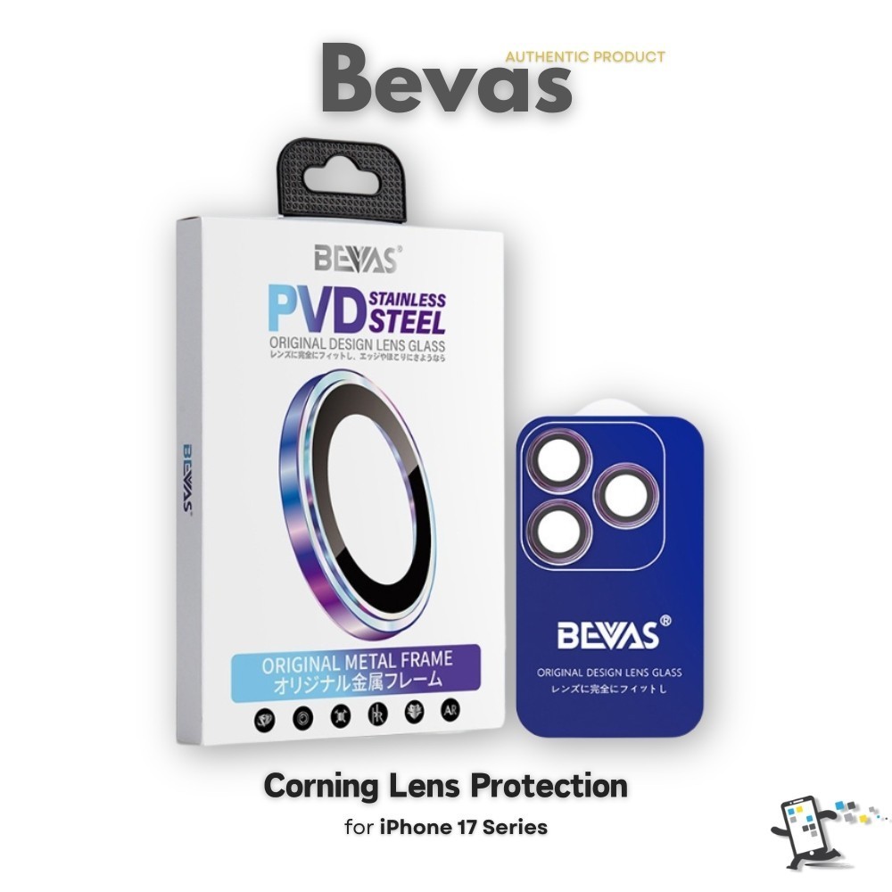 Bevas PVD Corning Lens Protection กระจกกันเลนส์กล้องสำหรับ iPhone 17 Pro Max, 17 Pro, iPhone 17, iPhone 17 Air