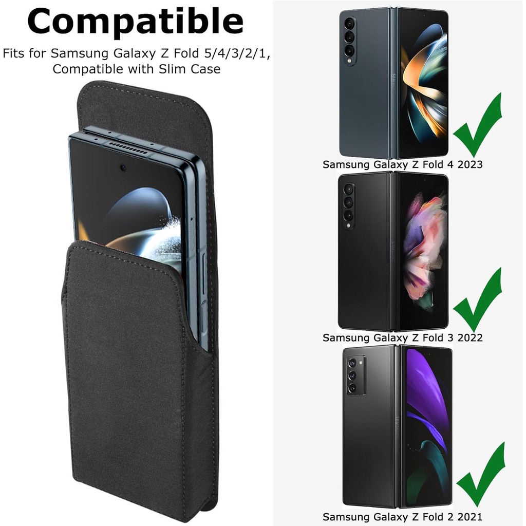 กันน้ําไนลอนโทรศัพท์ HOLSTER สําหรับ Samsung Galaxy Z พับ 5/Z พับ 4, ทนทานไนลอนกระเป๋าผู้ถือเข็มขัดค