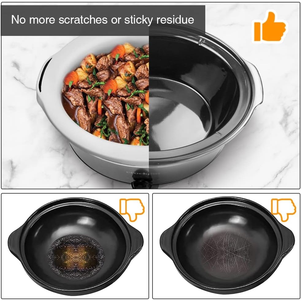 ChefAid แผ่นซับหม้อหุงช้า,ซิลิโคน 100% Reusable Crock Pot ใส่อุปกรณ์เสริมสําหรับ 6-8 รูปไข่หรือรอบ Q