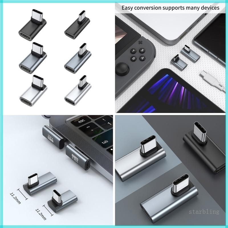 Star 90 องศา USB C ถึง USB C อะแดปเตอร์ 40Gbps USB C ข้อมูลอะแดปเตอร์ชาย USB