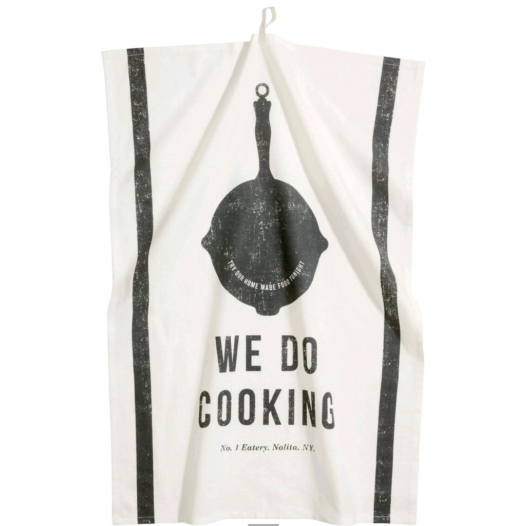 H&M Home ผ้าเช็ดปากลายอักษร สไตล์ Nordic ทำจากผ้าฝ้ายแท้