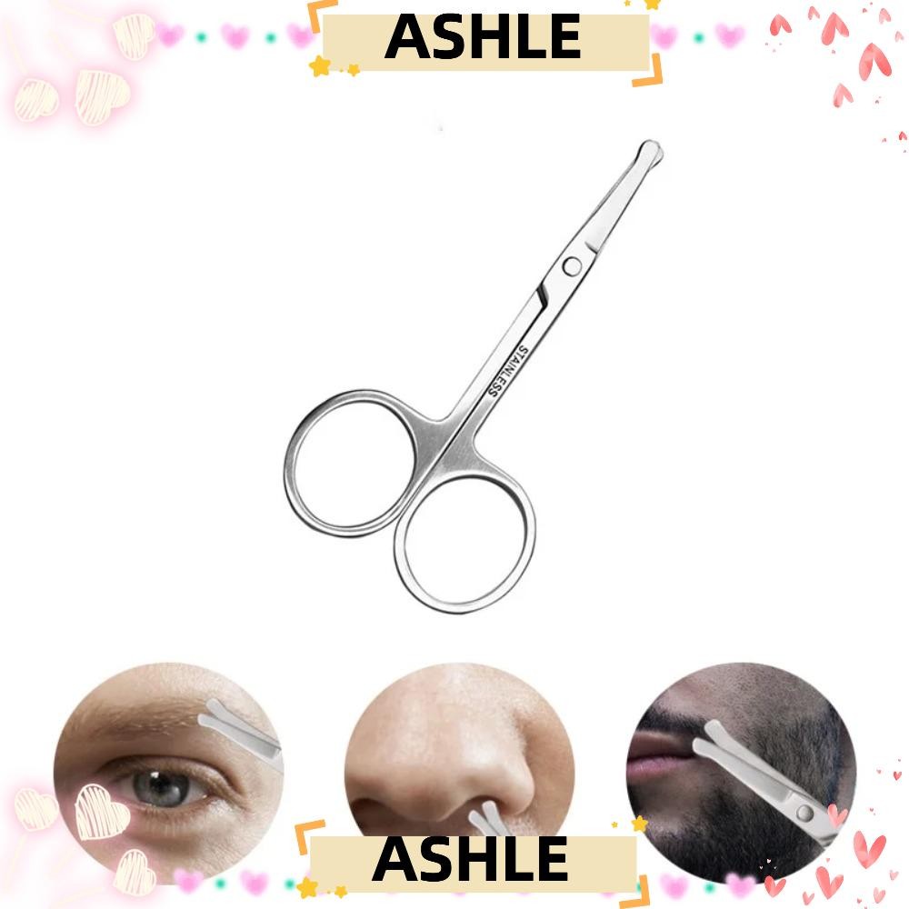 ASHLE เครื่องตัดขนจมูกหูจมูก, ที่กันจอนเคราหัวกลม ตัดผมจมูก, เครื่องมือความงามสแตนเลสตัดคิ้วด้วยตนเอง