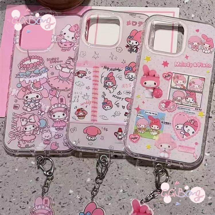 เคสไอโฟน16 สำหรับIPhone 15 11 14 12 13 Pro Max 15 14 16 Plus หวานเมโลดี้รักดาวสติ๊กเกอร์หัวใจน่ารักใหม่ IMD ปกนุ่ม