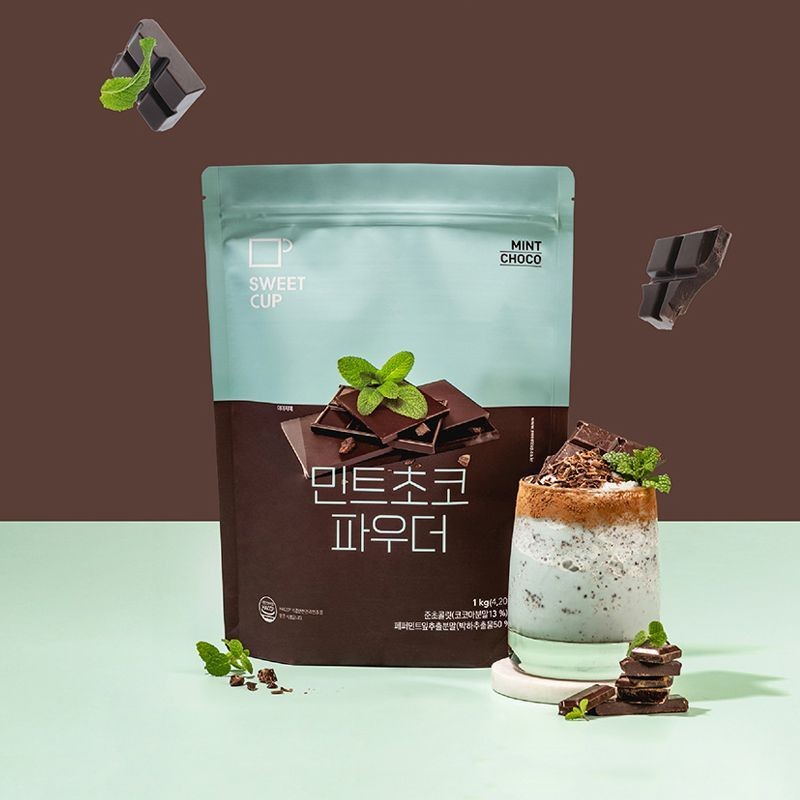 เกาหลีหวานถ้วย Cool Mint Chocolate Powder Influencer Mint Green Smoothie Powder Mint Cocoa Latte Pow