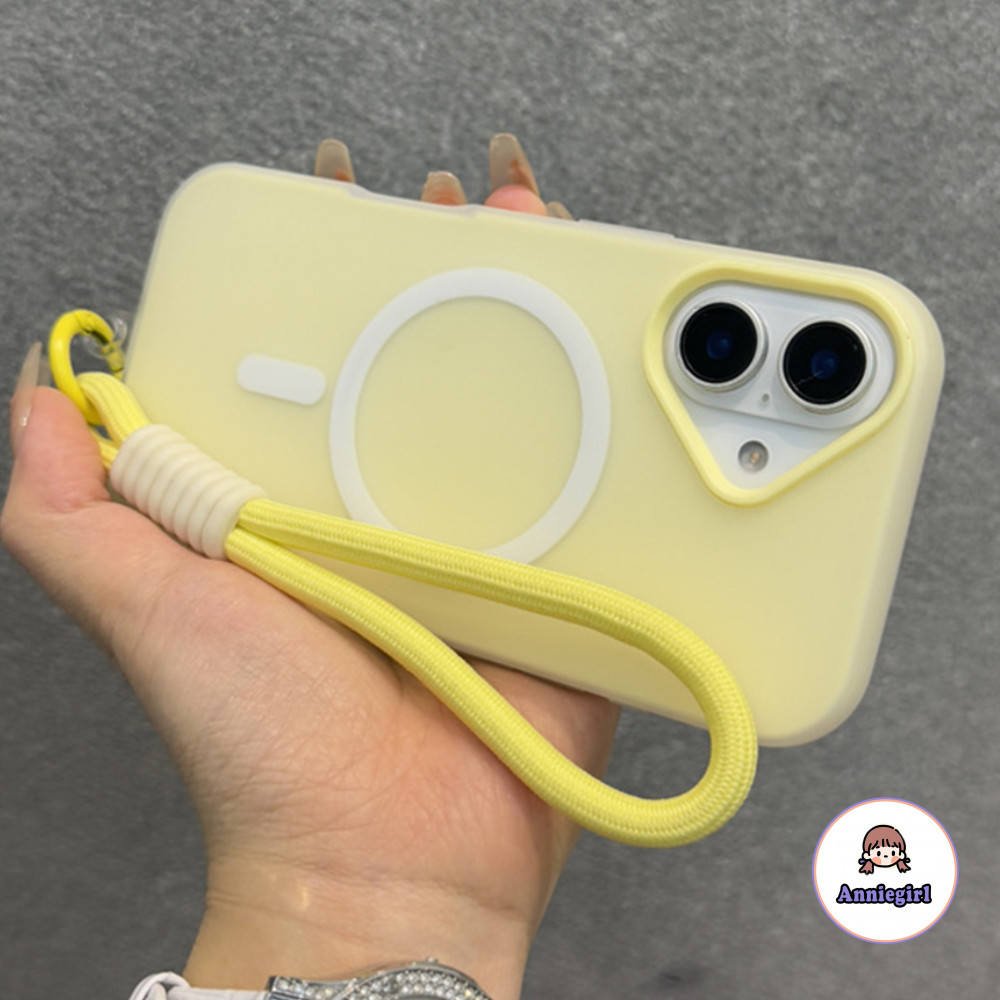 Simple Matte Soild สีแม่เหล็กเคสโทรศัพท์สําหรับ IPhone 17 16 14 15 Pro Max 12 13 ProMax พร้อมเชือกเส้นเล็กไนลอน 2 ชั้นกันกระแทกโทรศัพท์ปกหลัง
