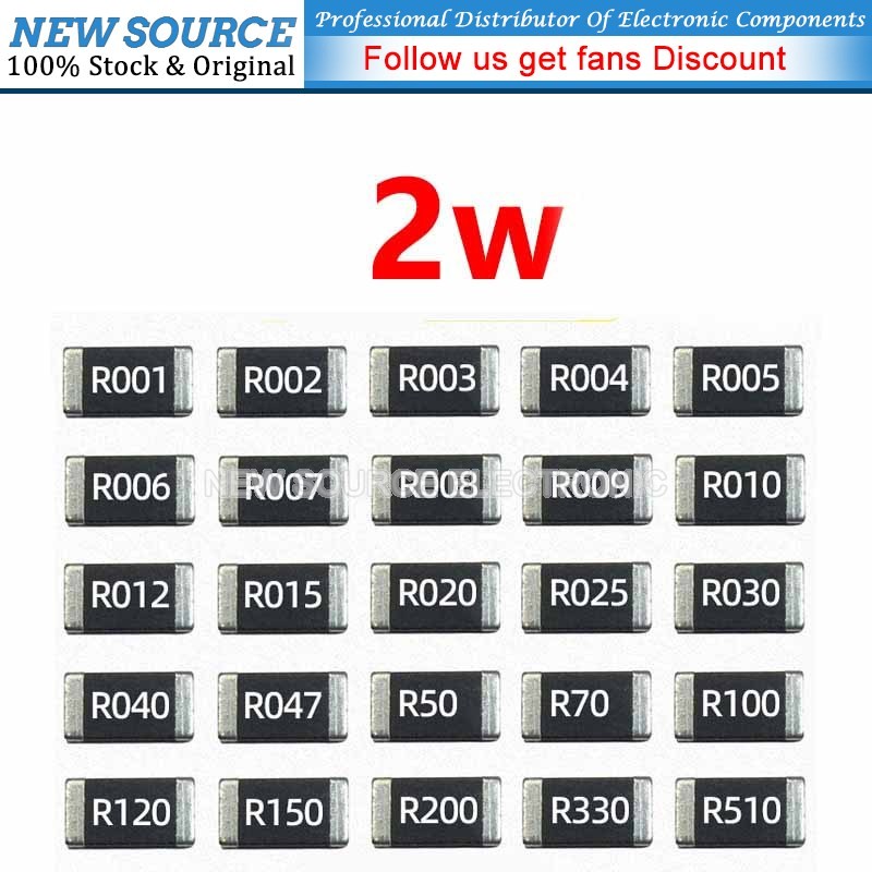 [10 ชิ้น] 2512 ตัวต้านทาน 1% 2W 0R 47K 0.01R 1R 100R 0.002R 0.02R 0.1R 0.2R 2R 10R 33R 10K 0R 51R 4.
