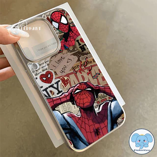 เคสกรอบเคลือบไฟฟ้าสุดหรูลายกราฟฟิตี้สไปเดอร์แมน สำหรับ IPhone 13 16 11 15 12 14 Pro Max XR X XS Max 16 7 8 15 Plus