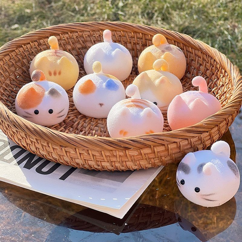 Original Handmade ลูกแมวหยิกเพลงซิลิโคนเกรดอาหารวัสดุปลอดภัยปลอดสารพิษช้า Rebound Decompression ของเ