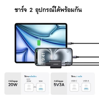 UGREEN Nexode 20W GaN Charger 2-Port หัวชาร์จ USB-C/USB-A เล็กกะทัดรัด ประสิทธิภาพสูง รุ่น X514