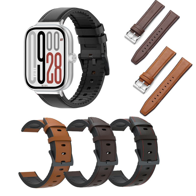 หนังและซิลิโคนสําหรับ Redmi Watch 6 5 4/Xiaomi Band 8 9 10 Pro Miband 8 9 10 Pro Breathable Hybrid นาฬิกาสร้อยข้อมือ