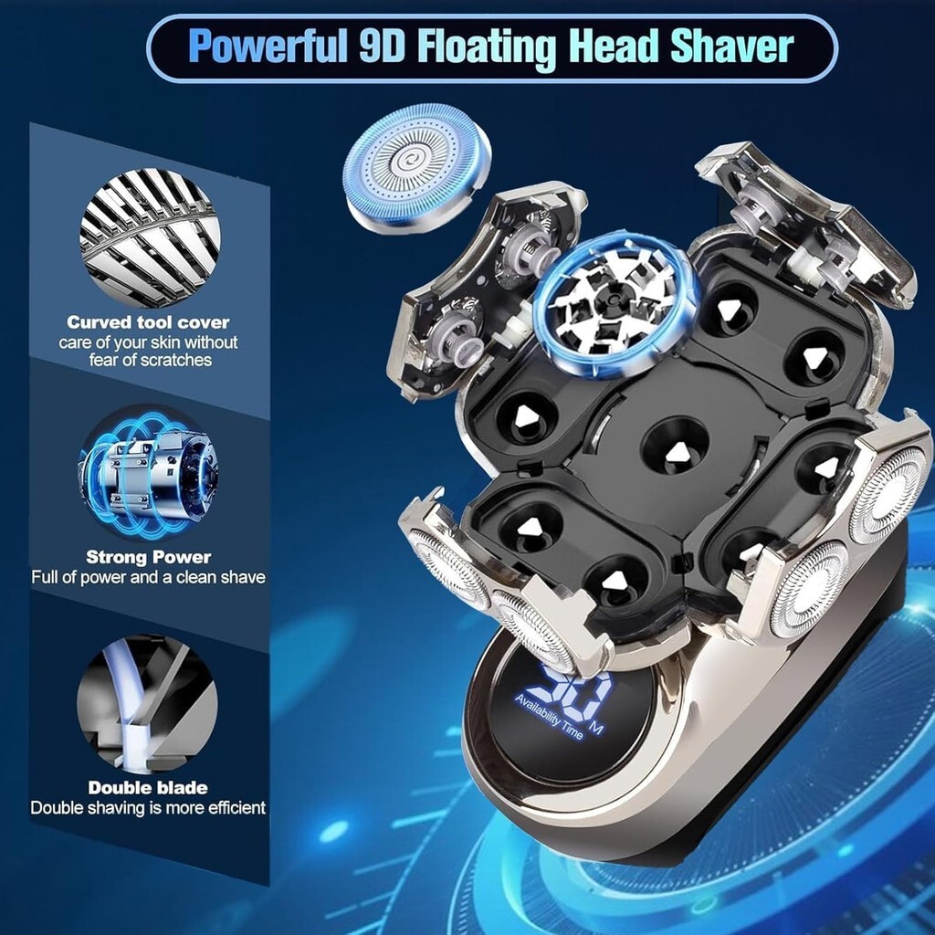 9.0 Shaver 9d Floating Blade Heads 9d Floating Head Shaver Ipx7 WaterproofUSB Fast ChargeGift สําหรั
