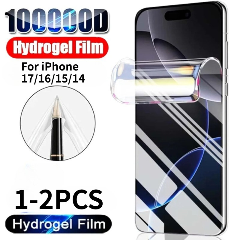 1-2PCSป้องกันหน้าจอสําหรับApple iPhone Air 17 16e 16 15 14 Plus Pro Max HD Clear Hydrogelฟิล์มโทรศัพ