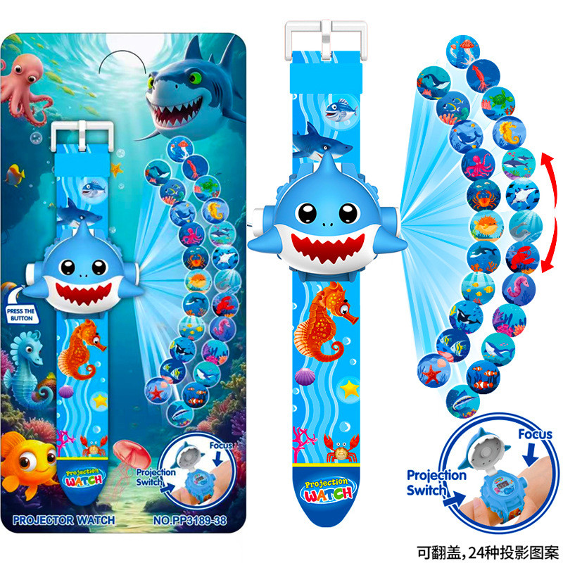 Baby Shark Projection นาฬิกาเวลา Baby Shark Birthday Party Goodie กระเป๋าเด็กของเล่นเด็กปัจจุบันเด็ก