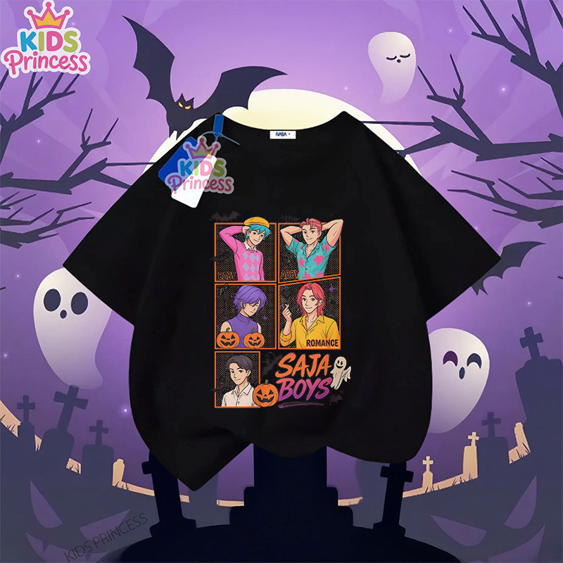 COD Kpop Demon Hunters Halloween T-shirt ฮาโลวีน ลาย เสื้อยืดเด็กพร้อมส่ง ผ้าคอตตอล เสื้อเชิ้ต 90-15