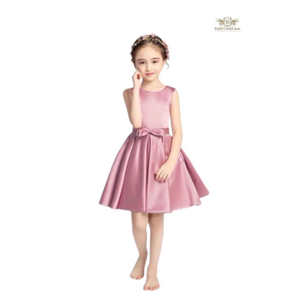 Pink Dress Girls เซท 2 ชิ้น เดรส ชุดไปงาน สีชมพู ชุดกระโปรง+ที่คาดผมคละแบบ ชุดเดรสสั้น ชุดไปงาน ชุดแสดงดนตรี Dress ขน...