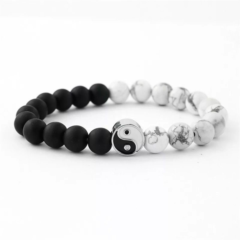 สร้อยข้อมือ STREET WEAR TAI CHI YIN YANG สีดำและขาวย่นยุติภูมิ กะทัดรัดด้วยเม็ดหินฟรอสต์ - รูปที่ 3