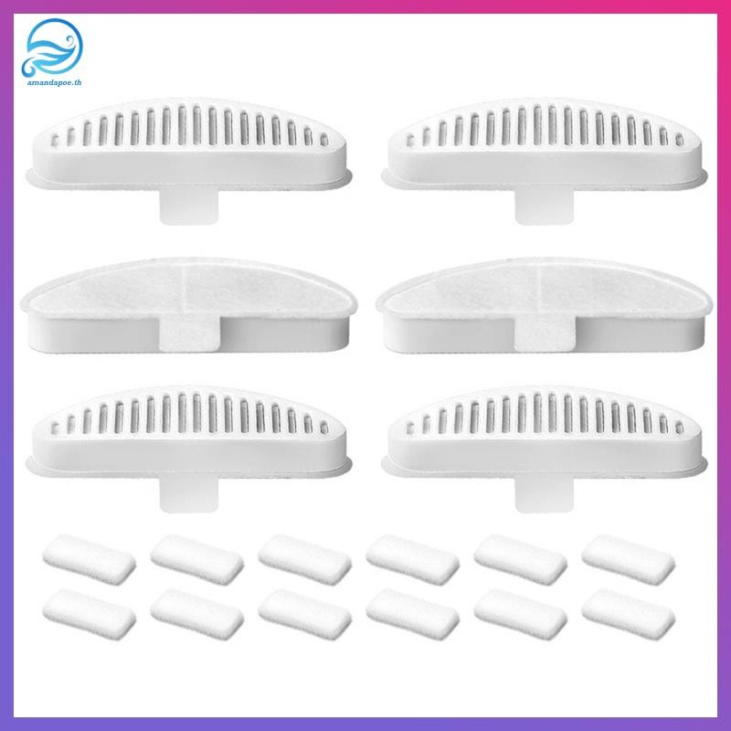 [amandapoe.th] ตัวกรองน้ําพุแมว 6 ชิ้นสําหรับน้ําพุ Uahpet 67oz/2L น้ําพุแมวตัวกรองทดแทน