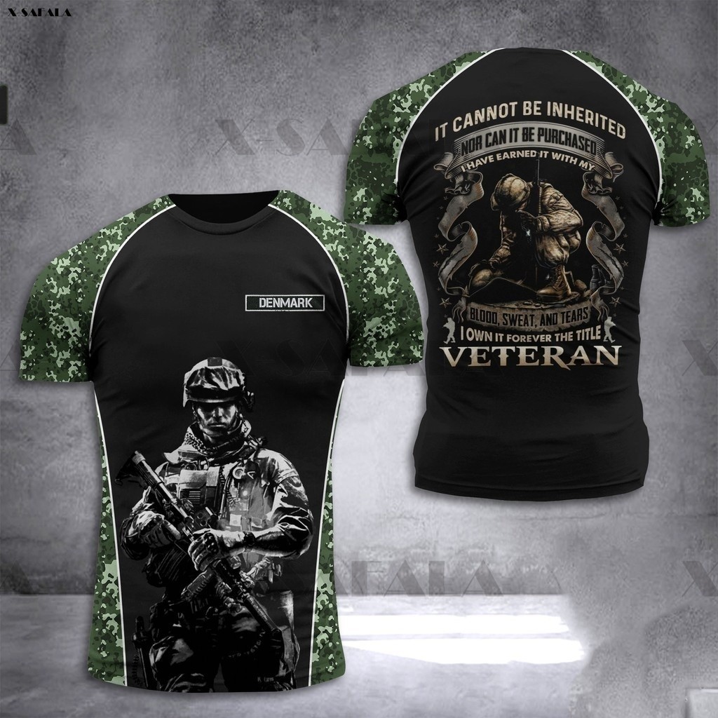 DENMARK Camo เสื้อ Veteran ทหาร 3D พิมพ์คุณภาพสูงเส้นใยนมเสื้อยืด O-คอผู้ชายผู้หญิง Casual GYM กีฬา 