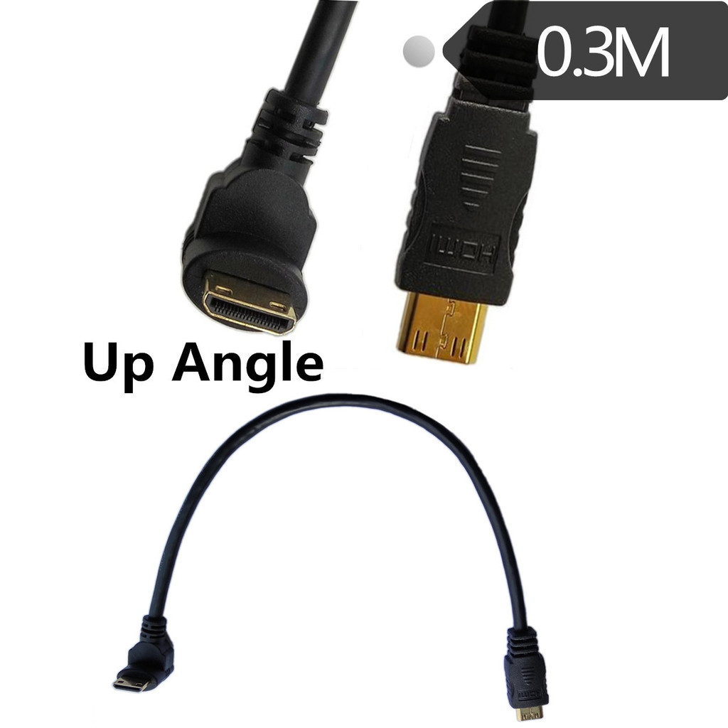 สายเคเบิลอะแดปเตอร์ Mini hdmi mini hdmiC Type to C Type 90°Angle Upward Bend mini HDMI Male to Male 