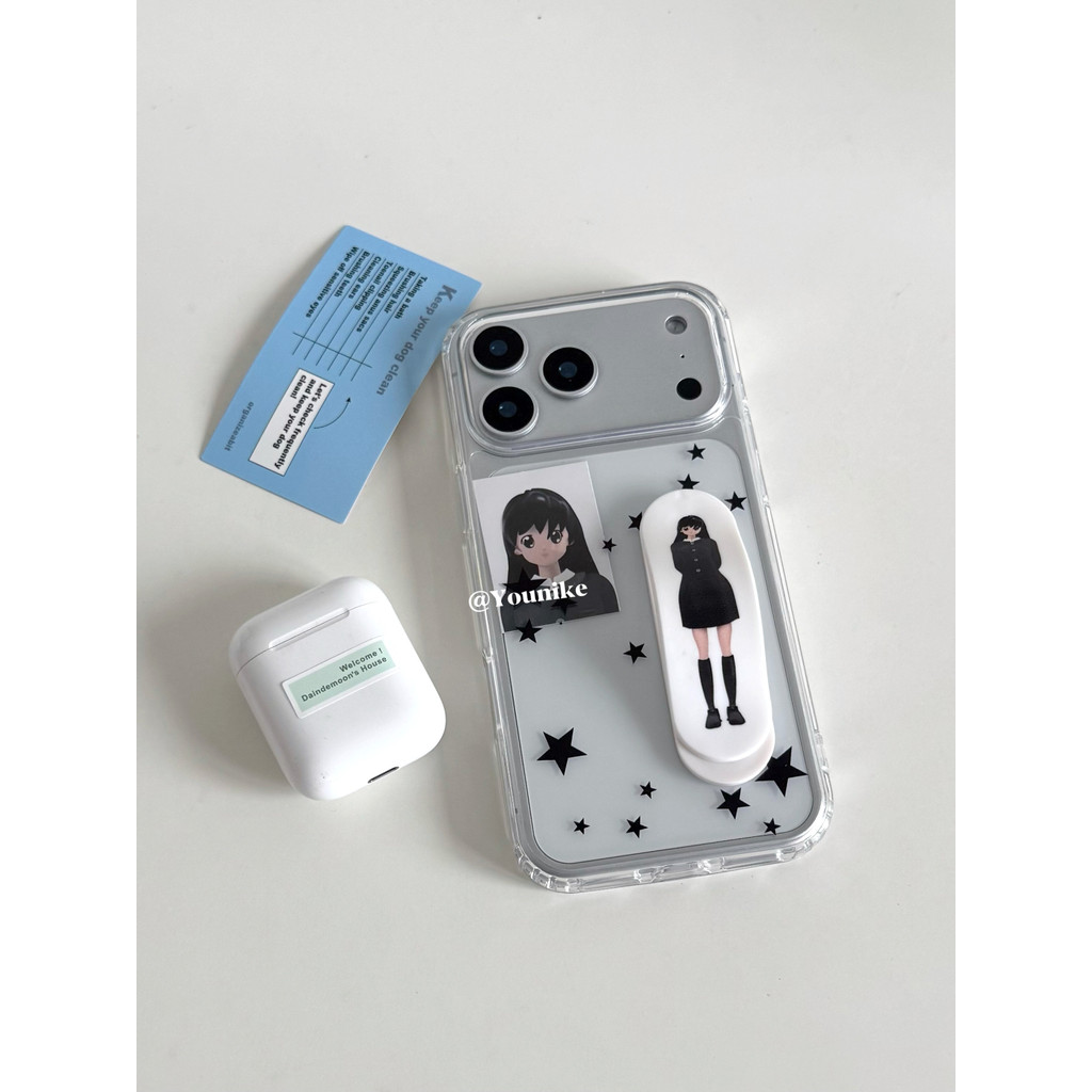 หญิงเกาหลีแฟชั่นสองมิติสามารถถือรูปถ่ายดาวเหมาะสําหรับ iphone17air/17promax เคสป้องกัน Apple 16 เคสโทรศัพท์ 16promax เคสป้องกัน 15 กันกระแทก 13/14 เคส