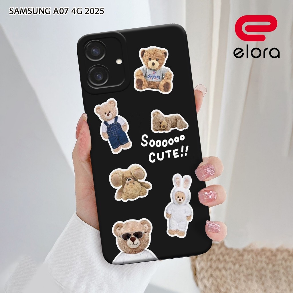 เคส HP Samsung A07 4G 2025 - Elolora.id - เคส Samsung A07 4G - เคสหมี Motif - ตัวป้องกันมือถือ - Sam