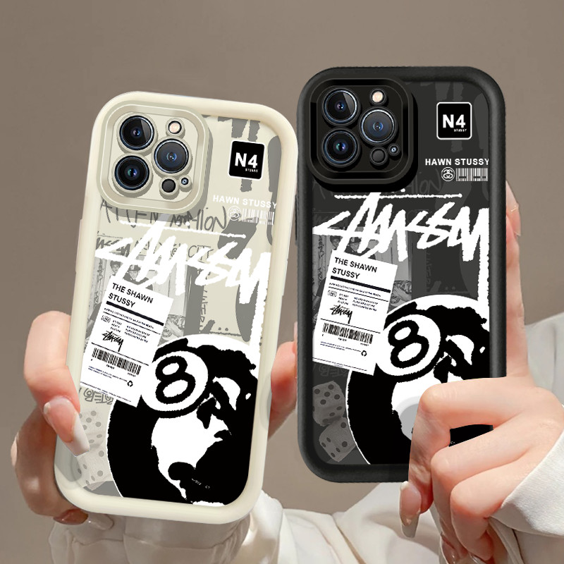 ซิลิโคนนุ่มเคสโทรศัพท์สําหรับ OPPO F11 Pro F5 A73 A75 F7 F9 Rro Reno 2Z 2F Realme C21 แฟชั่น Stussy บิลเลียดสีดําแปดกันกระแทกป้องกันกรณี
