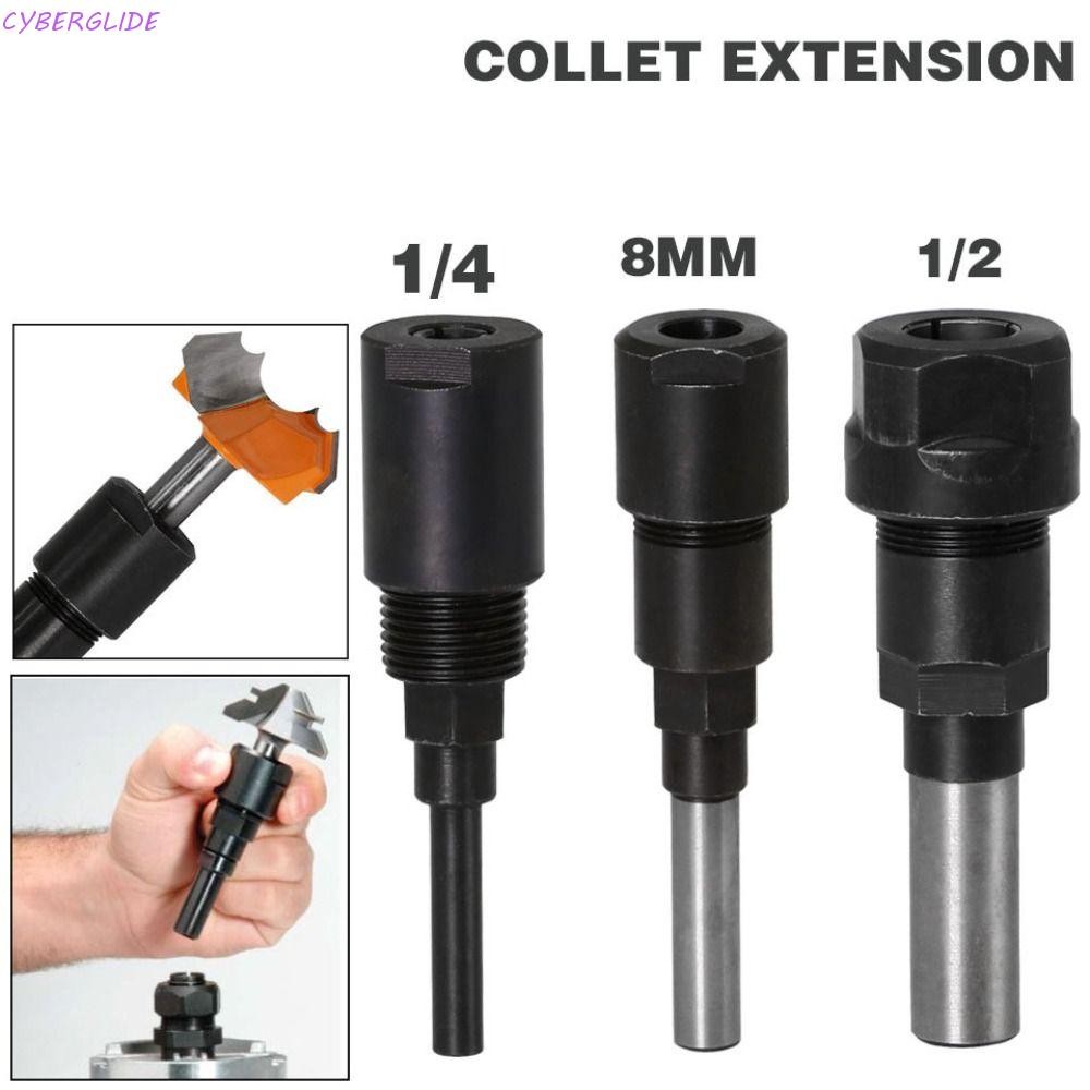 CYBERGLIDE Extension Rod 1/4" 1/2 "Shank Router Bit Collet Chuck Adapter Converter Collet Holder Mil