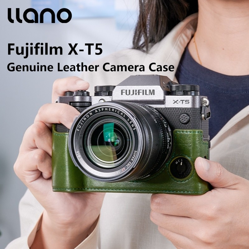 Llano Fuji XT5 กระเป๋ากล้องหนังแท้คุณภาพหนังครึ่งสําหรับ Fujifilm XT5 กล้องดิจิตอลป้องกัน Grip สําหร