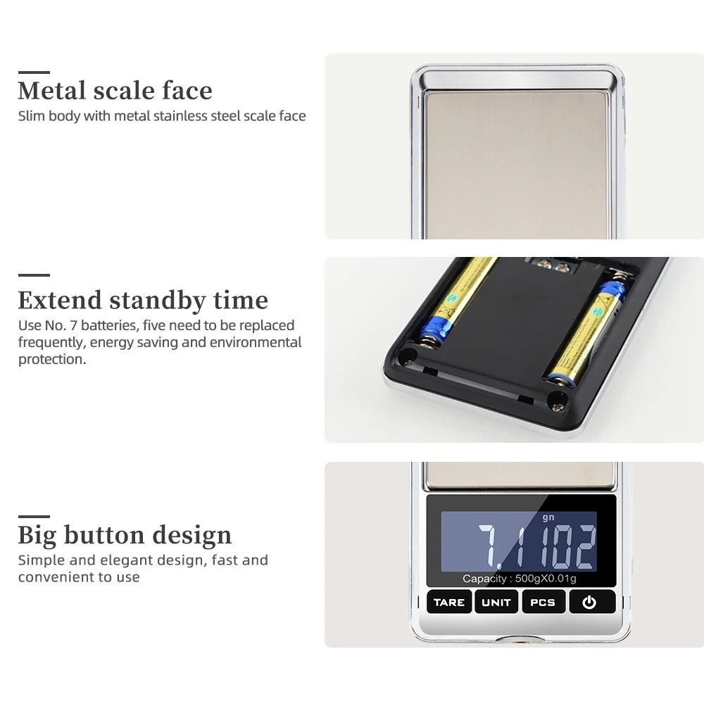 ตาชั่งดิจิตอล 0.01 กรัม เครื่องชั่งดิจิตอล 0.1g-500g. เหมาะสำหรับชั่งน้ำหนักเครื่องประดับ/ทอง/เพชร/อาหาร/กาแฟ ฯลฯ - รูปที่ 4