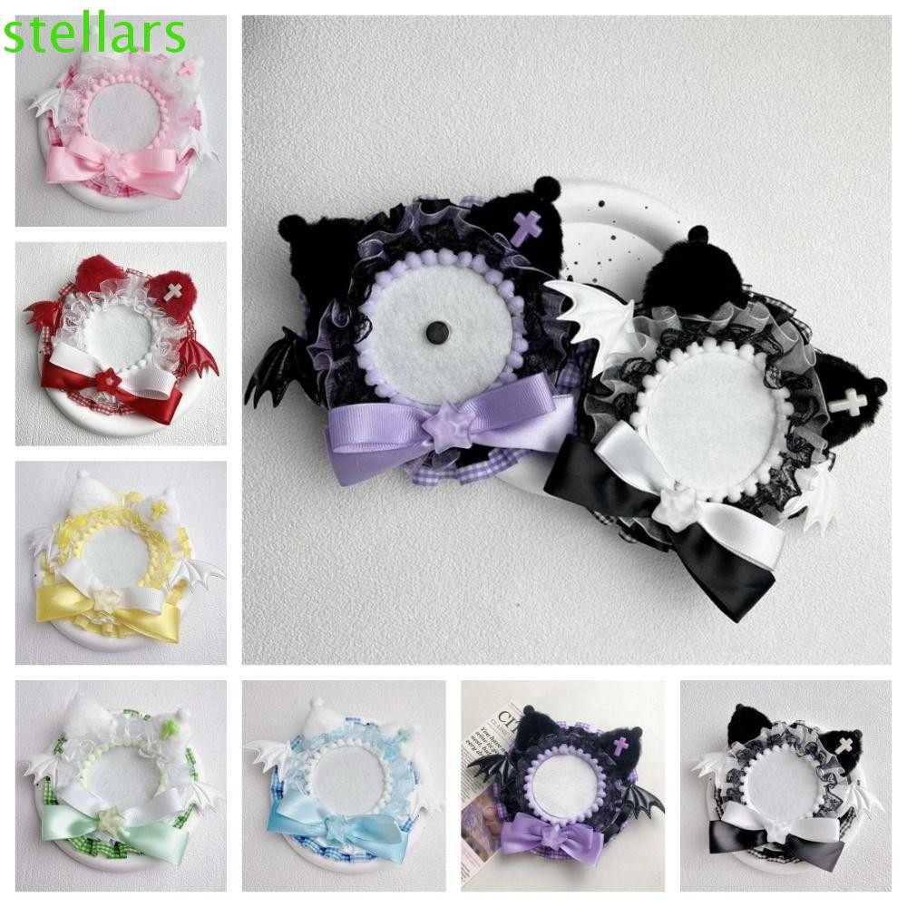 STELLARSYNC แม่เหล็กอะนิเมะผู้ถือป้าย,ลูกไม้โบว์ Pins ฐานแสดง, Creative Plush Star Wings หูแมวป้ายดอกไม้ Ita กระเป๋าอุปกรณ์เสริม