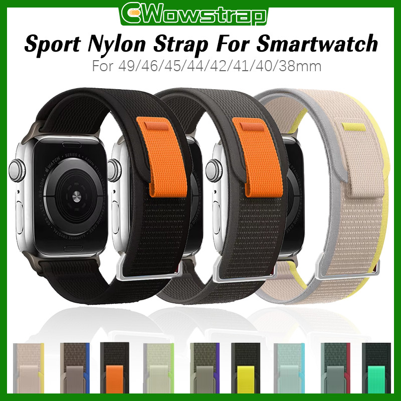 สายคล้องคอไนล่อนอ่อนนุ่ม for iWatch Apple Watch Ultra 3 2 SE 3 2 Series 11 10 9 8 7 6 5 4 3 49 46 45 44 42 41 40 38มม