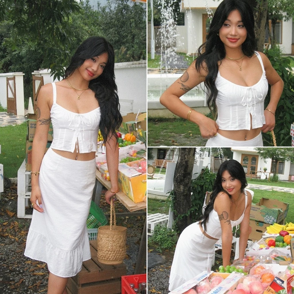 Hotgirl พร้อมส่ง ชุดเซ็ทผู้หญิง 2ชิ้น ชุดเซต เสื้อกล้ามสายเดี่ยวผู้หญิง กระโปรง ขาว ดีไซน์เซ็กซี่ สไตล์เกาหลี