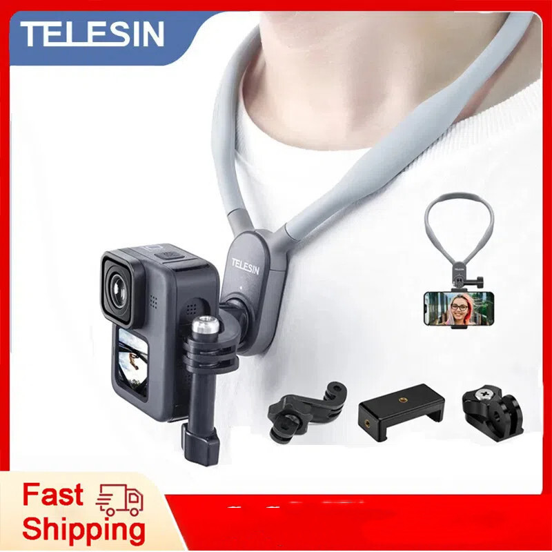 TELESIN ซิลิโคนคอ Hold Halter ชุดสําหรับ GoPro Hero ta360 DJI Osmo Action U รูปแขวนคอสําหรับ Go proH
