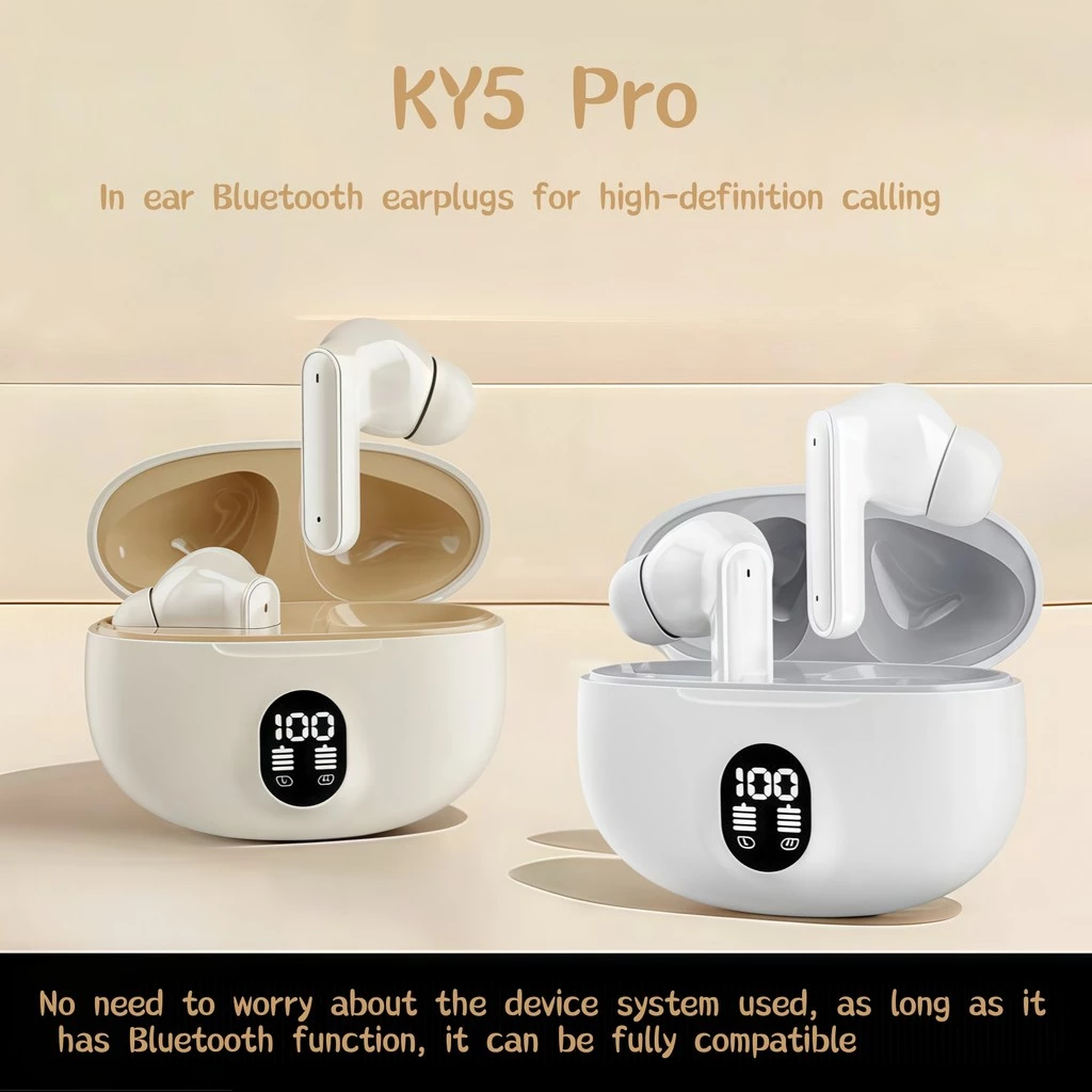 ที่อุดหูไร้สาย Bluetooth KY5 Pro เสียงสเตอริโอไฮไฟ แบตเตอรี่จอแสดงผลดิจิตอลอัจฉริยะ การสื่อสารที่ชัดเจน