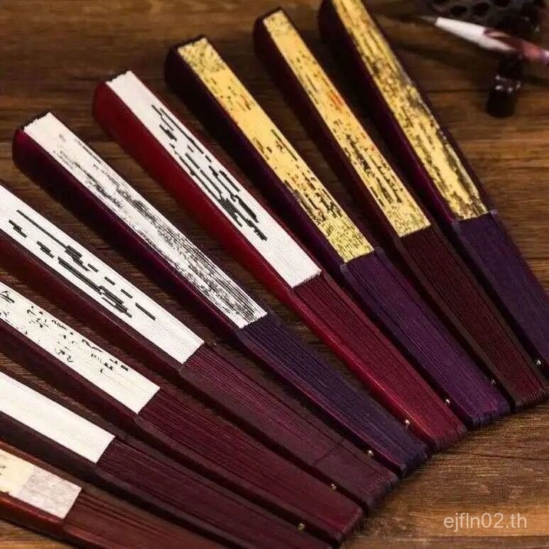 ราคาต่ํา33เซนติเมตรพัดลมสไตล์จีนผู้ชายพัดลมสไตล์โบราณพับพัดลม ฮันฟู พับผ้าไหมผ้า ผู้มีอิทธิพล ฤดูร้อ