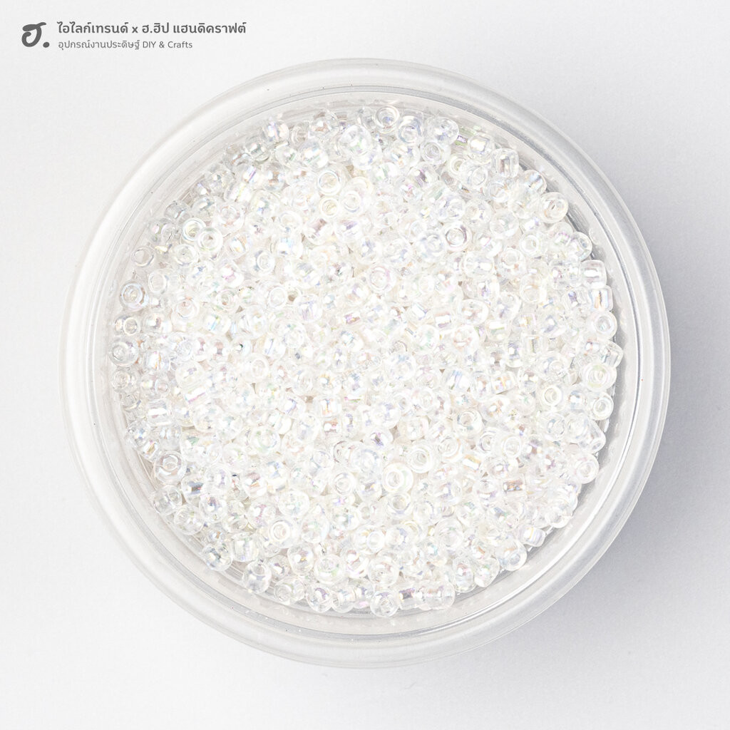 ลูกปัดเม็ดทราย ขนาด 3 มม. โปร่งใสเหลือบรุ้ง Crystal Rainbow