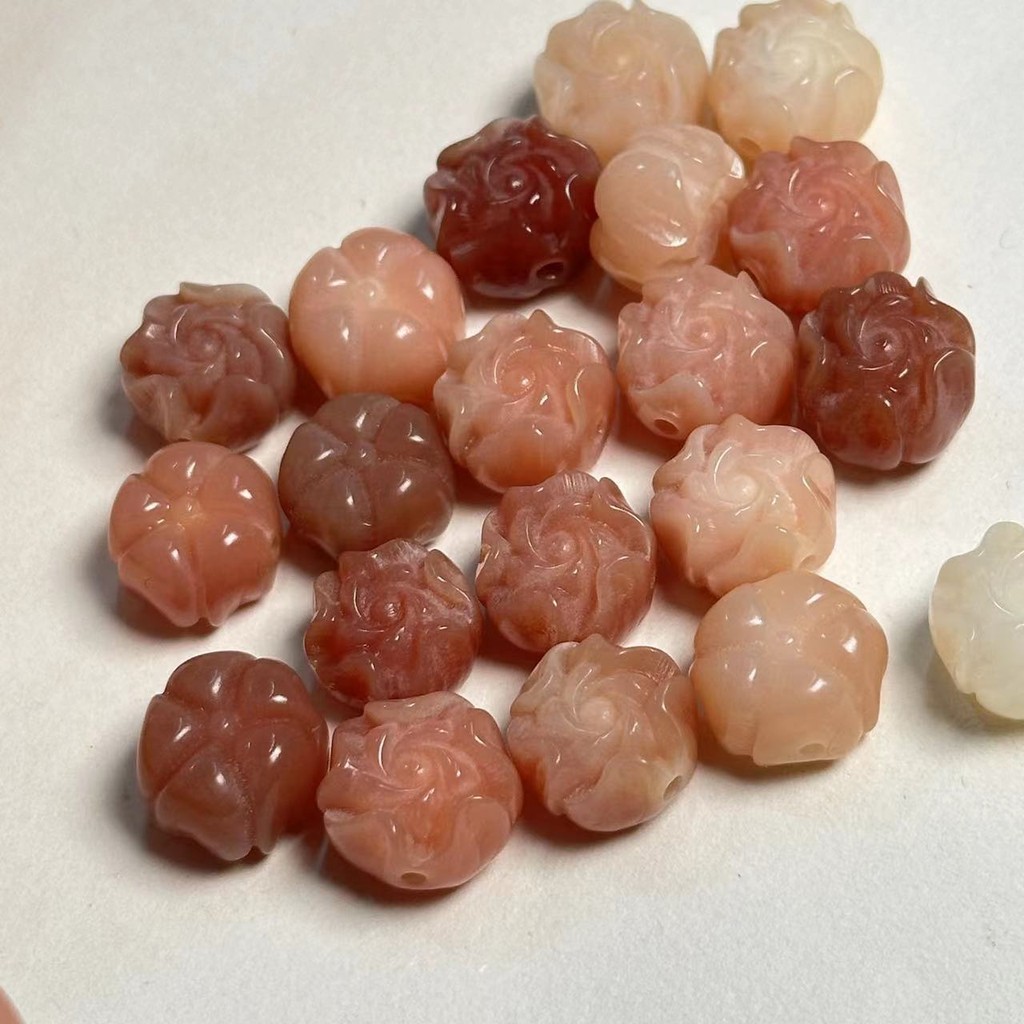 สีชมพูสีขาว Bodhi Rose ประมาณ 9X12MMDIY ลูกปัดเครื่องประดับอุปกรณ์เสริมโทรศัพท์มือถือสร้อยข้อมือจี้กระเป๋า