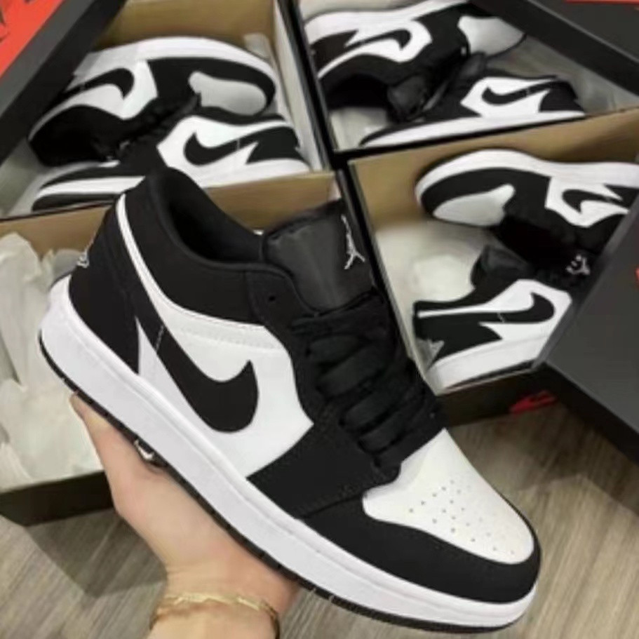 AIR Jordan 1 AJ 1Low Cut Wolf รองเท้าผ้าใบสีเทาสําหรับผู้ชายและผู้หญิง Unisex