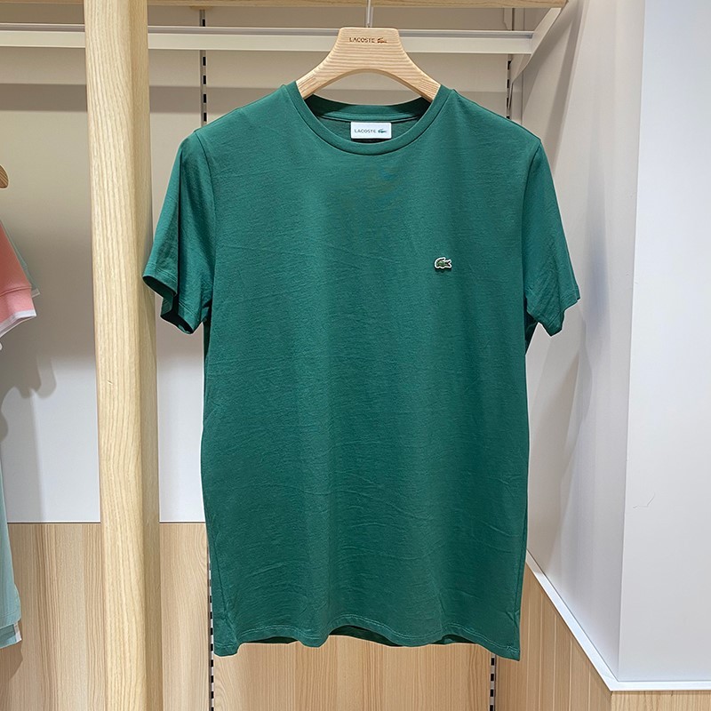 เสื้อยืดผู้ชาย Lacoste  materiał คอพื้นฐานฝ้ายบริสุทธิ์บางเบา TH6709