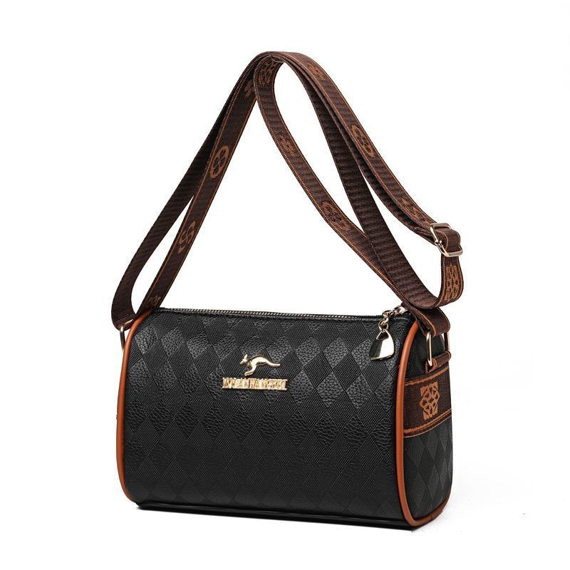 Genuine Leather Cylinder Fashionable Crossbody Bag Shoulder Large Capacity Broadband Pillow