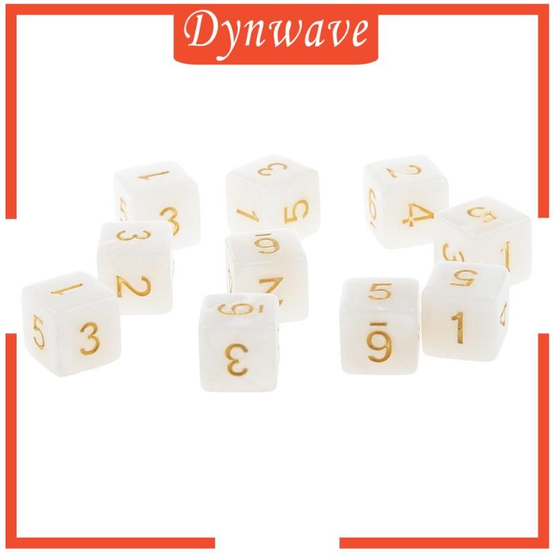 [Dynwave] 10 ชิ้นลูกเต๋า D6 ลูกเต๋า D&D Party เกมบอร์ดลูกเต๋าสําหรับ TRPG เกมสีดํา
