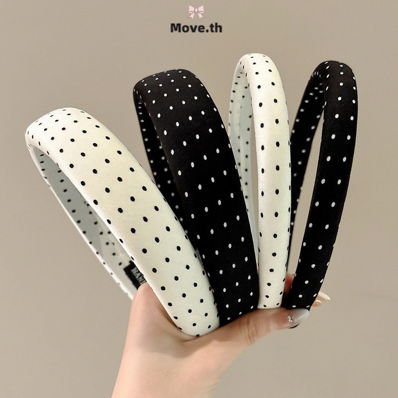 ในไทย-พร้อมส่ง✨2 สี 1.5 ซม.จุดพิมพ์ Headwear Hairbands เครื่องประดับผมสําหรับผู้หญิง-Move