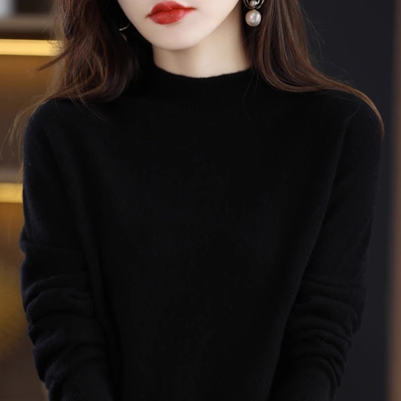 เสื้อกันหนาวสำหรับผู้หญิง แบบหลวมระดับไฮเอนด์ ทำจากแคชเมียร์บริสุทธิ์ ครึ่งคอเต่า สวมใส่ง่ายและอบอุ่นในฤดูหนาว - รูปที่ 2