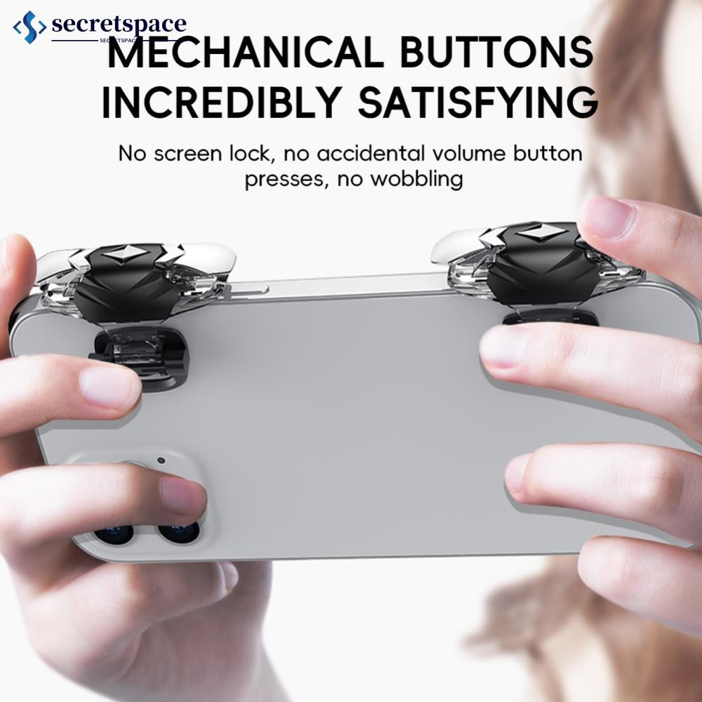SECRETSPACE 1 คู่โปร่งใสเกม PUBG ปุ่มเสริม 4 นิ้ว Linkage Auto-Fire เกมคอนโทรลเลอร์สําหรับ Peace Eli