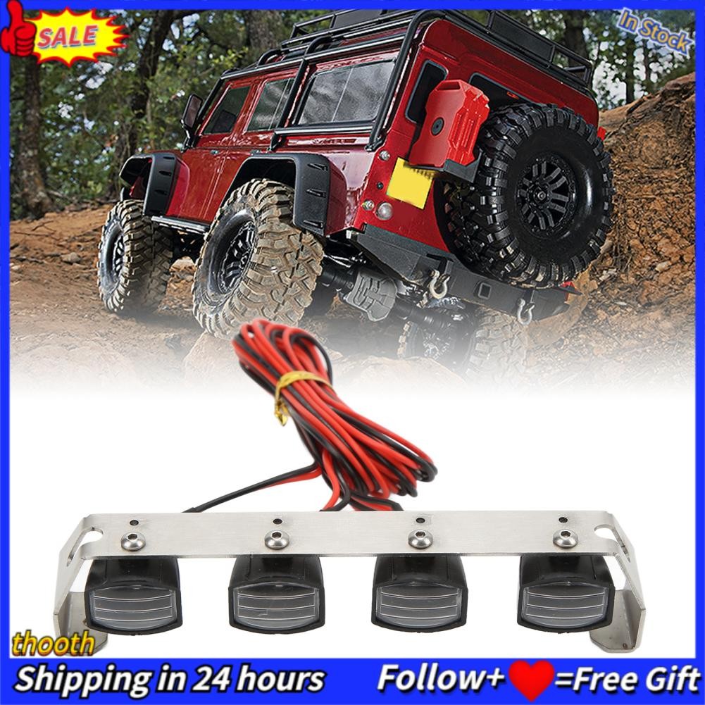 Thooth Thooth -th Alomejor Light LED Square Roofer Light สำหรับ SCX10 1/10 RC Crawler - สีดำและเงิน 