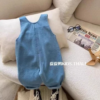 เด็กฤดูใบไม้ผลิฤดูใบไม้ร่วง Overalls Boys Soft Denim Jumpsuit แฟชั่น All-Match กางเกงลําลองเด็ก 0 ถึง 1 ปี